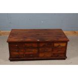 Large 20th century haberdashers cabinet set with twelve drawers, 117cm wide, 66cm deep
