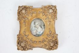 George III Portrait miniature of a lady to the rear "Mary daughter of Thomas & Martha Higgs of Upton