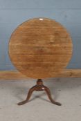 19th century oak occasional tilt top table, with a turned column and cabriole legs, 78cm wide 70cm