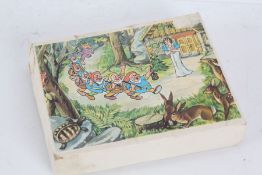 Boxed set of "Snow White and the Seven Dwarfs" blocks, with five posters