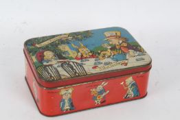 Alice in Wonderland tin, depicting "A Mad Hatter Tea Party", 18.5cm wide