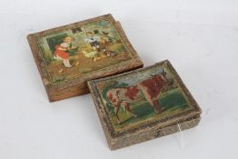 Set of Children's building blocks, depicting a cow, made in Germany, maker JAKCBS, and one other set