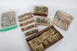 Collection of children's building block sets, together with various puzzles, 19th century and