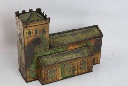 Novelty "Victory Lozenges" tin, in the form of a church, lithographed in colours, with lift up