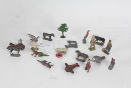 Collection of lead figures, to include Indians and farm animals (qty)