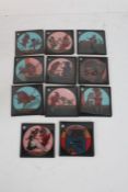 Eleven Victorian glass magic lantern slides, depicting Punch and Judy (11)