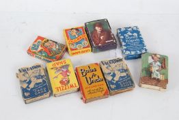 Collection of playing cards, to include "The Crime Club, Bob's Yr Uncle, Old Maid x2, Vacuation