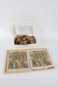 Wooden jigsaw puzzle depicting multiple scenes including "The Grand Feast of King Ahasuerus", "The
