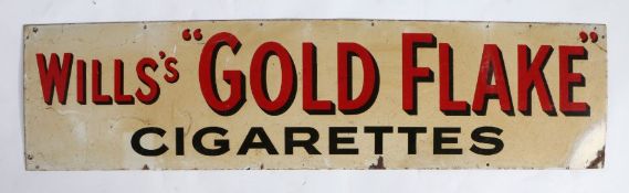 Will's 'Gold Flake' Cigarettes enamel advertising sign, with red and black lettering on a white