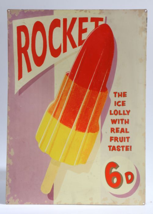 Rocket Ice Lolly tin advertising sign, 69.5cm high, 50cm wide