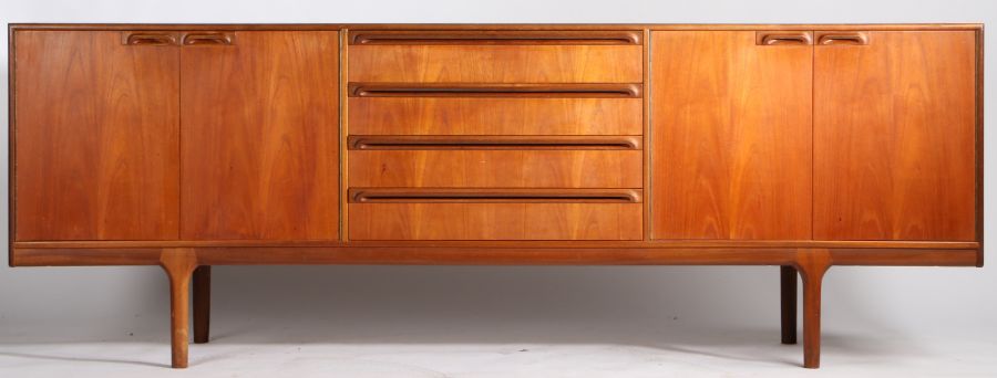 A.H. McIntosh & Co. teak sideboard, fitted four long drawers to the centre, flanked by a pair of