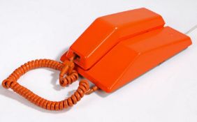 1960's/70's BT Contempra bright orange plastic telephone, with rotary dial