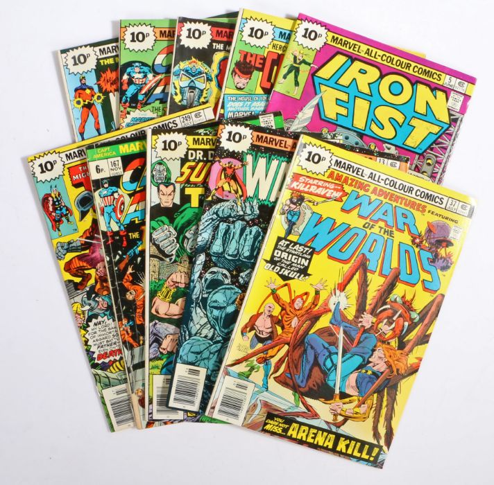 Collection of ten Marvel comics, to include Captain Marvel, No.45 July 1976, Captain America and