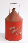 Royal Daylight oil can, the red body with white and black bordered lettering, with swing handle,