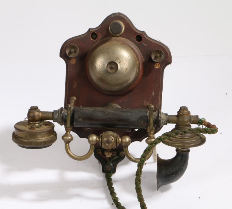 Early 20th century Ericsson wall mounted telephone, stamped 'ALLM Telefon A-B.L.M. Ericsson Sweden
