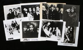 8 x Goth/Rock press release photographs. Alien Sex Fiend (3), Bauhaus, The Cult (3), The Cure.