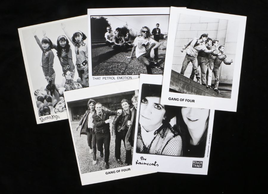 5 x Punk/New wave 8x10 press release photographs.Gang Of Four (2), That Petrol Emotion, The