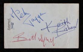 The Rolling Stones. A ticket bearing the signatures of Mick Jagger, Keith Richards, Bill Wyman,