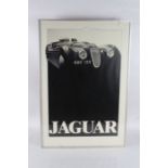 Jaguar photographic poster print, in black and white, housed in a metal and glazed frame, 89cm tall,