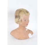 Art Deco period plaster bust, in the form of a lady with blonde hair, 33cm tall