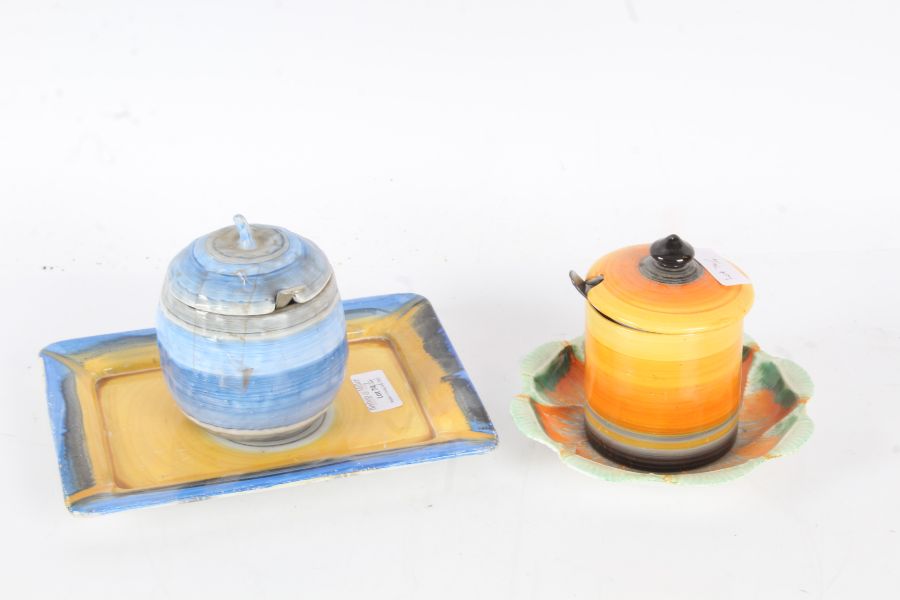 Four pieces of Shelley pottery, all in the Art Deco taste with bright colours, to include two