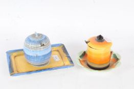 Four pieces of Shelley pottery, all in the Art Deco taste with bright colours, to include two