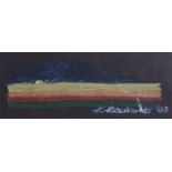 K. Rowlands (20th Century), "Home Stretch", signed acrylic on black paper, mounted, unframed, the