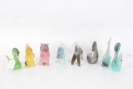 Eight Murano Cenedese glass animals, to include squirrels, fish, swans etc., (8)