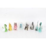 Eight Murano Cenedese glass animals, to include squirrels, fish, swans etc., (8)