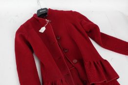 Emporio Armani red cord style three quarter length jacket, size 40