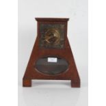 Arts and Crafts oak cased clock, the shaped case with square dial and arabic numerals, singe train