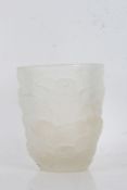 Frosted glass vase, with cherub decoration, 23cm tall