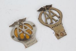 Two AA badges, numbered  470998, and 0S91447 (2)