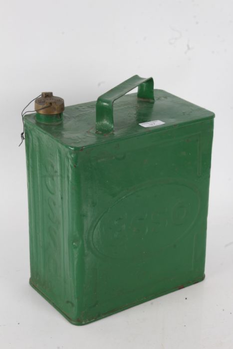 Esso green painted petrol can, with Pratts brass cap
