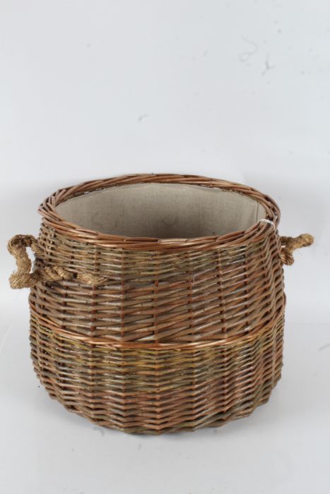 Wicker log basket, with carrying handles, 42cm diameter