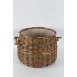 Wicker log basket, with carrying handles, 42cm diameter