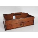 Unusual pine maid's tidy/cutlery tray, with carrying handle, single drawer and twin compartments,