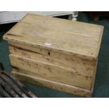 20th century pine boarded box, AF, 62cm wide 37cm deep