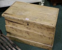 20th century pine boarded box, AF, 62cm wide 37cm deep