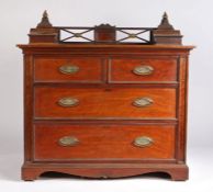 Victorian chest of drawers, with two tidys decorated with acanthus leaves, with two short two long
