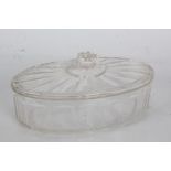 1920's pressed glass dish and lid, advertising "C.W.S., Jennie, Herrings in Tomato Sauce",