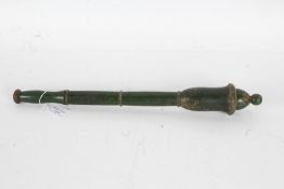 19th Century turned and green painted tipstaff, 46cm high