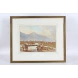 J.W. Oddie, 'Barff Mountain, Bassenthwaite Winter', signed watercolour, housed in a gilt and