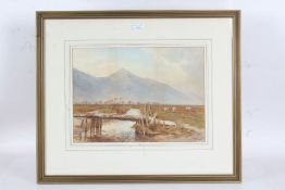 J.W. Oddie, 'Barff Mountain, Bassenthwaite Winter', signed watercolour, housed in a gilt and