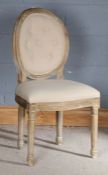 French style shabby-chic side chair, with oval button back upholstery