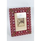 Late Victorian/ Edwardian felt and embroidered photograph frame, housing a photo of a seated lady,