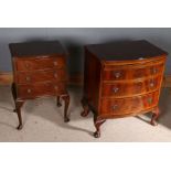 Two 20th century bow fronted mahogany chest of draws both with cabriole legs