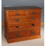 20th century oak chest of draws, the rectangular top above two short and three long draws, 112cm