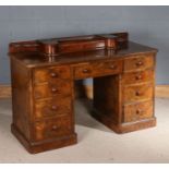 20th century walnut dressing table, with an arched mirror above the rectangular top with