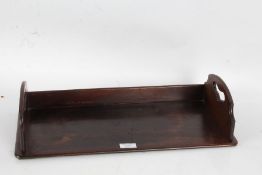19th Century rosewood book carrier, with pierced carrying handles, 49cm wide